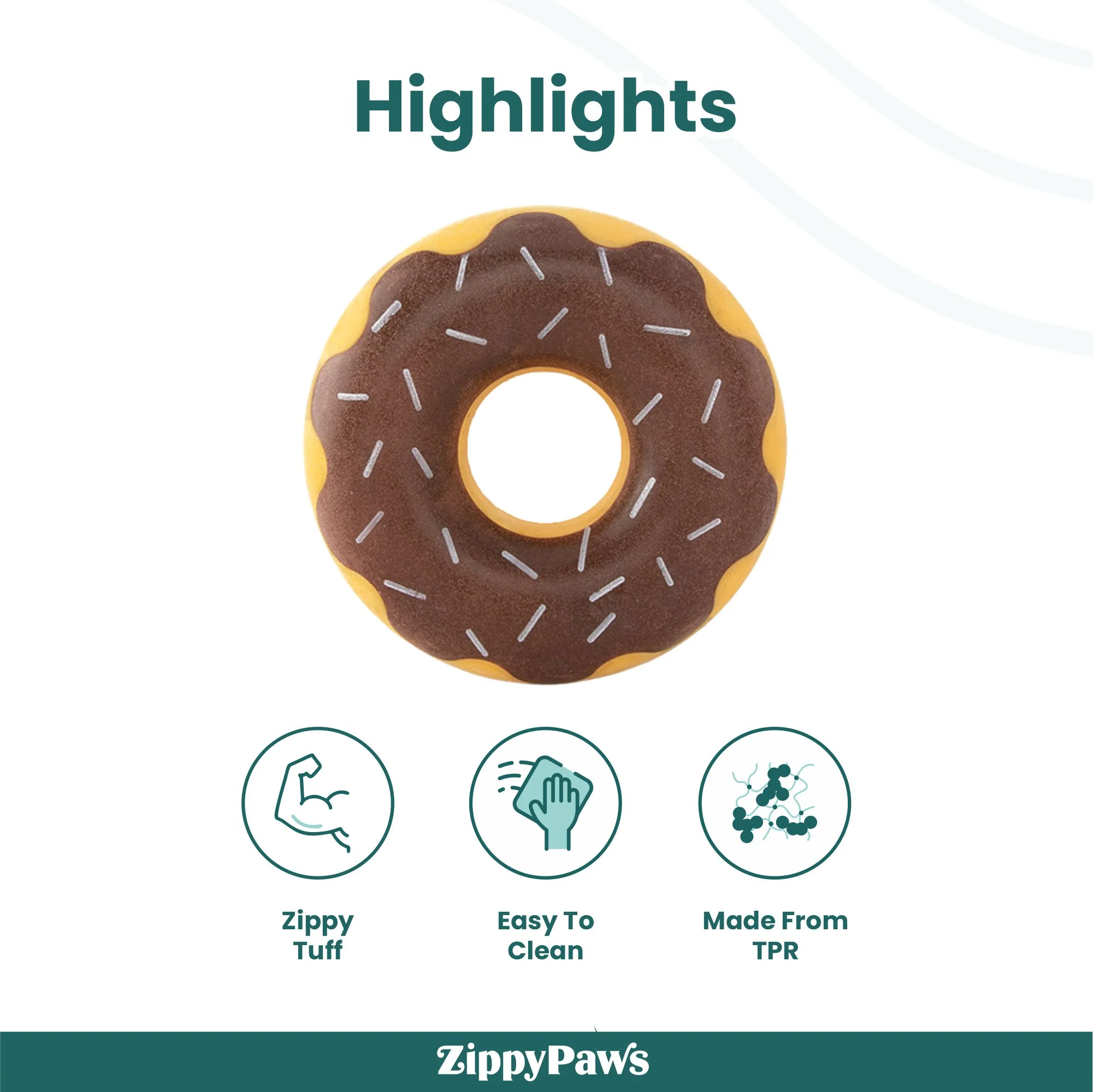 Zippy Paws Zippy Chocolate Tuff Donutz Plush Toy for Dogs - Image 4