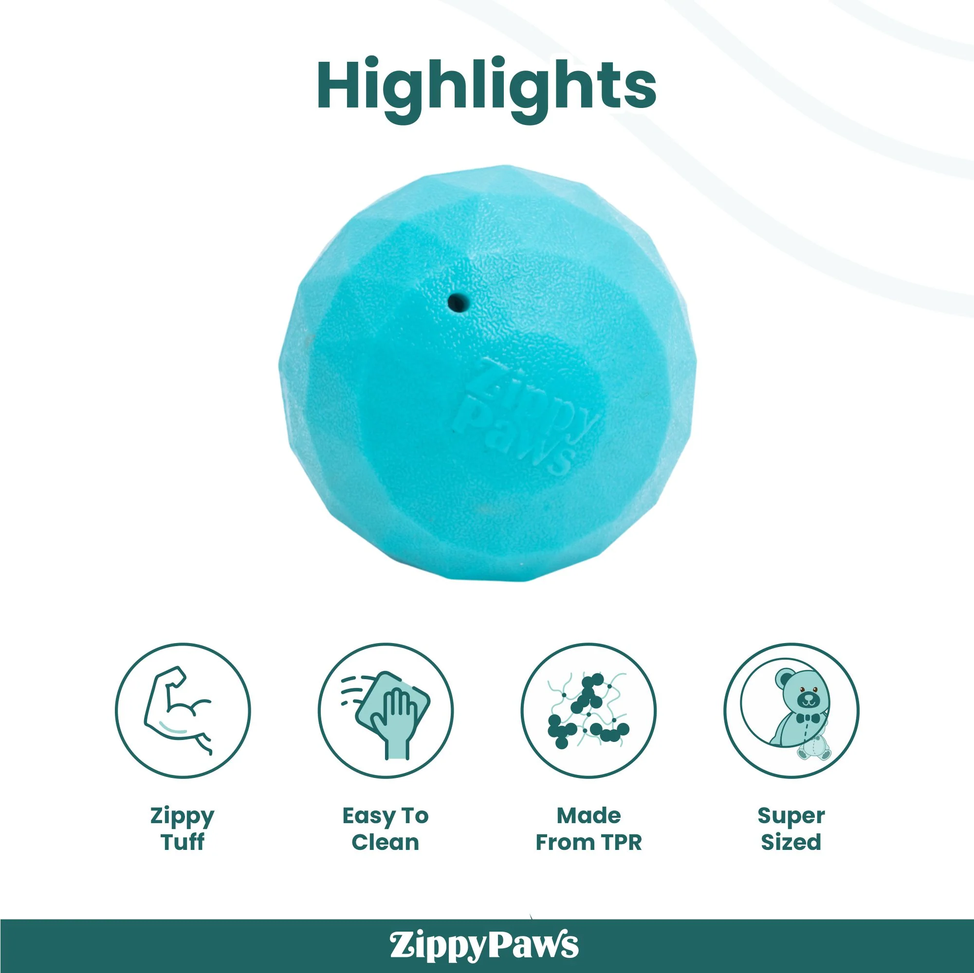 Zippy Paws ZippyTuff Waggle Ball Jumbo Plush Toy for Dogs - Image 4