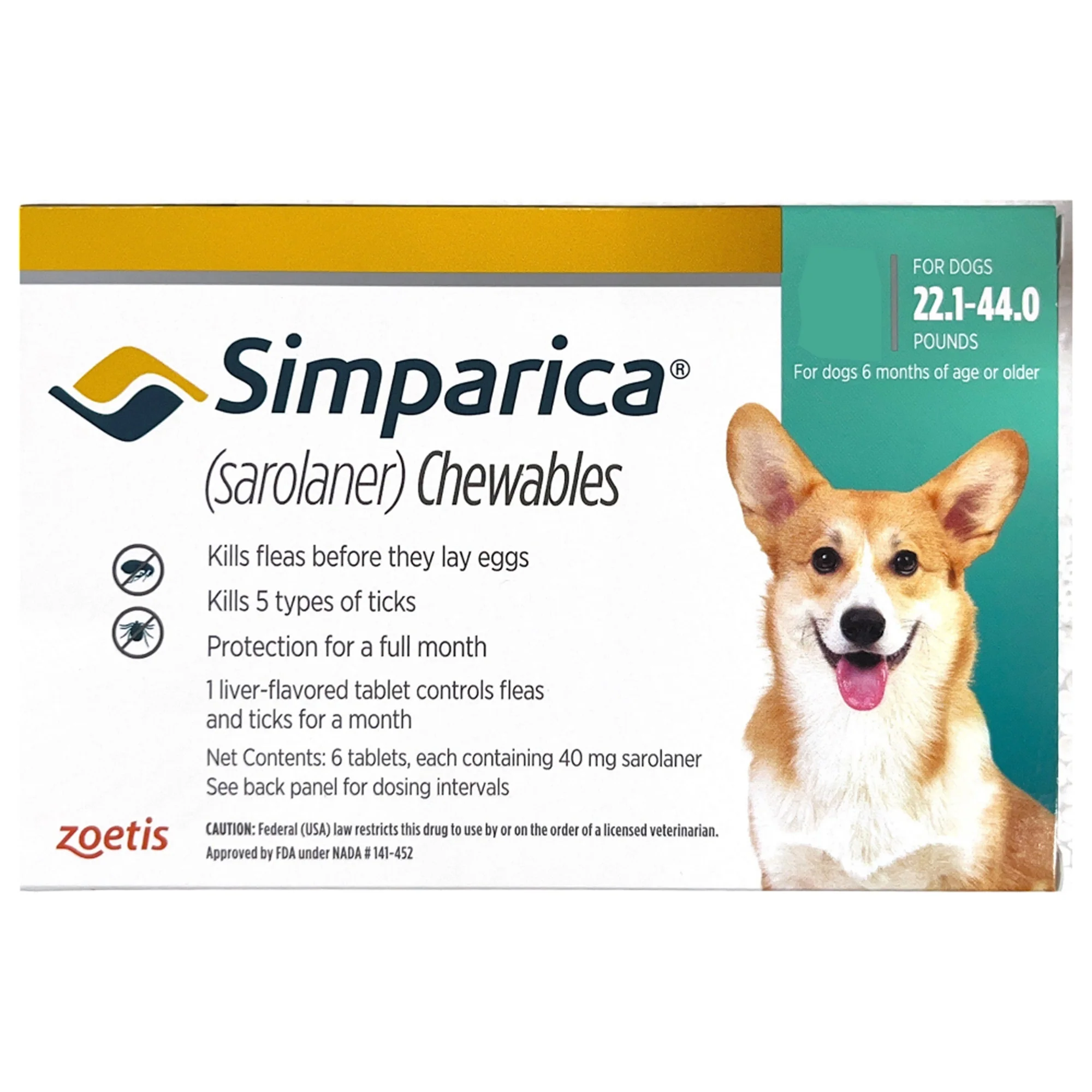 Zoetis Simparica (Sarolaner) Tick and Flea Control Tablet for Dogs (1 tablet) - Image 3