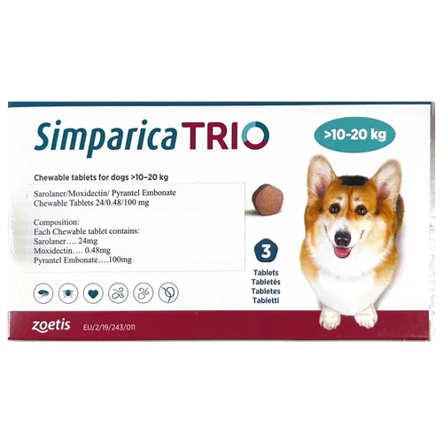 Zoetis Simparica Trio (Sarolaner) Tick and Flea Control Tablet for Dogs (pack of 3 tablets) - Image 3