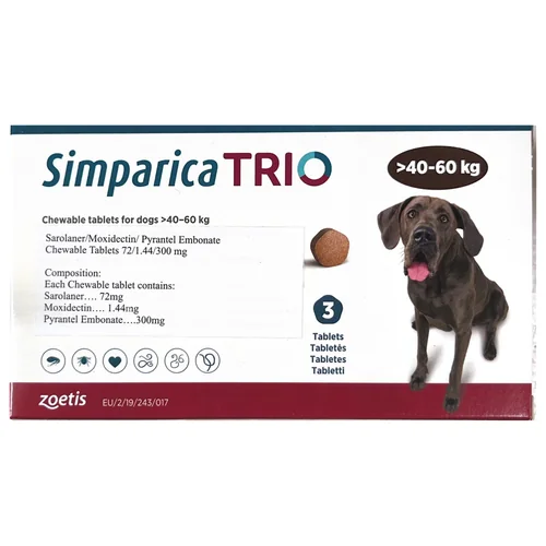 Zoetis Simparica Trio (Sarolaner) Tick and Flea Control Tablet for Dogs (pack of 3 tablets) - Image 2