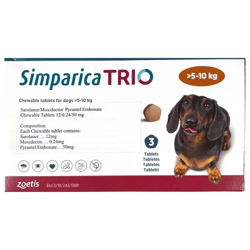 Zoetis Simparica Trio (Sarolaner) Tick and Flea Control Tablet for Dogs (pack of 3 tablets) - Image 6