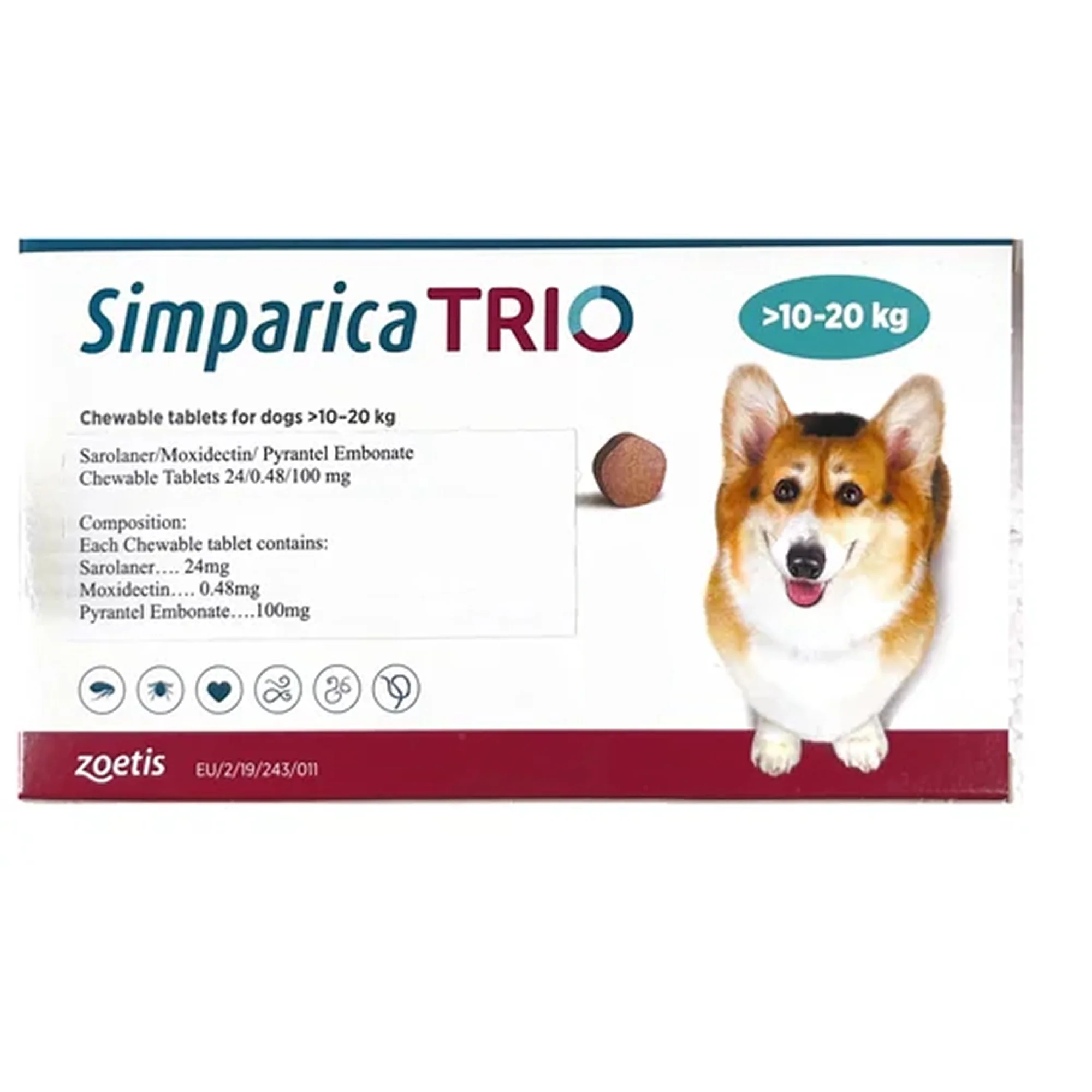 Zoetis Simparica Trio (Sarolaner) Tick and Flea Control Tablet for Dogs (1 tablet) - Image 3