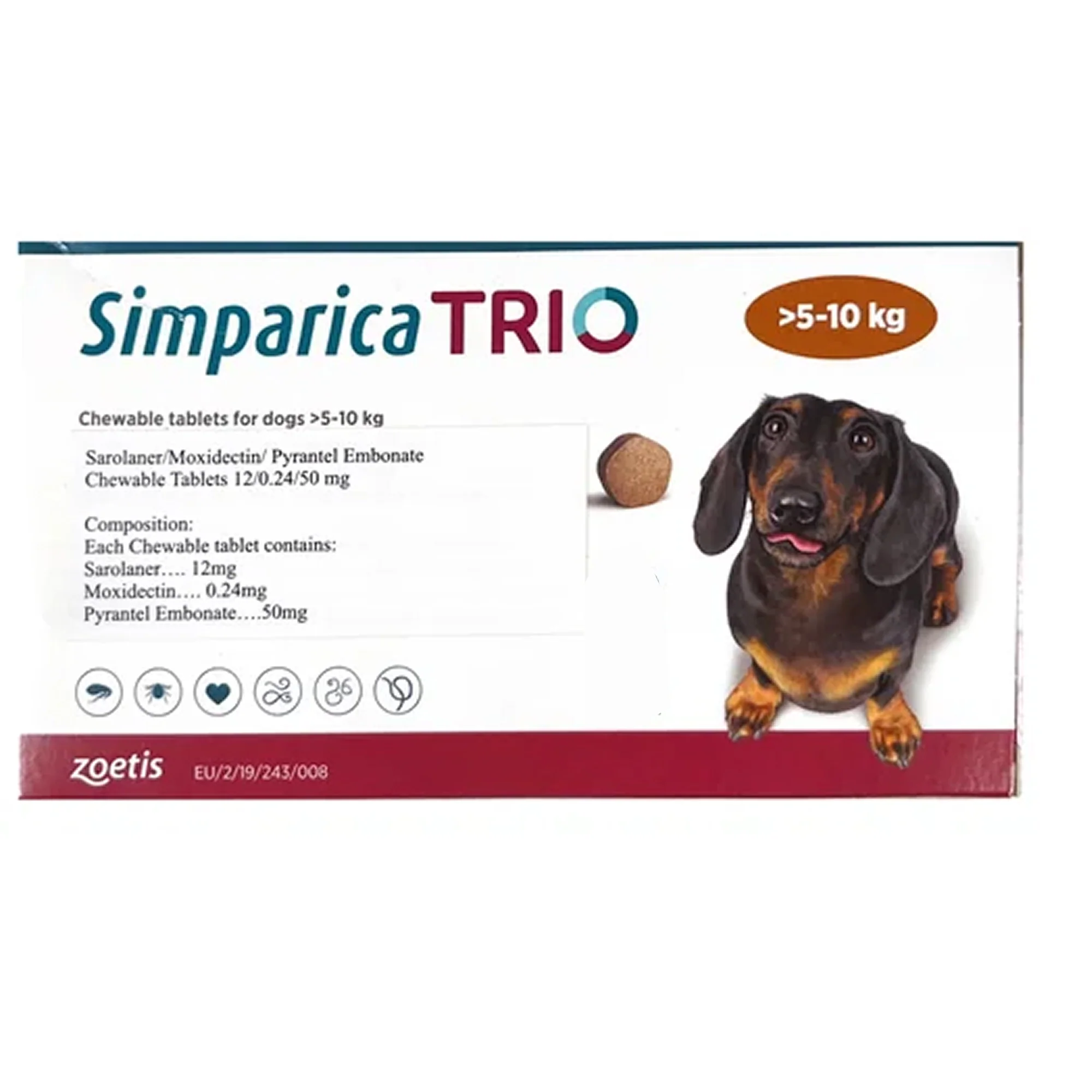 Zoetis Simparica Trio (Sarolaner) Tick and Flea Control Tablet for Dogs (1 tablet) - Image 2