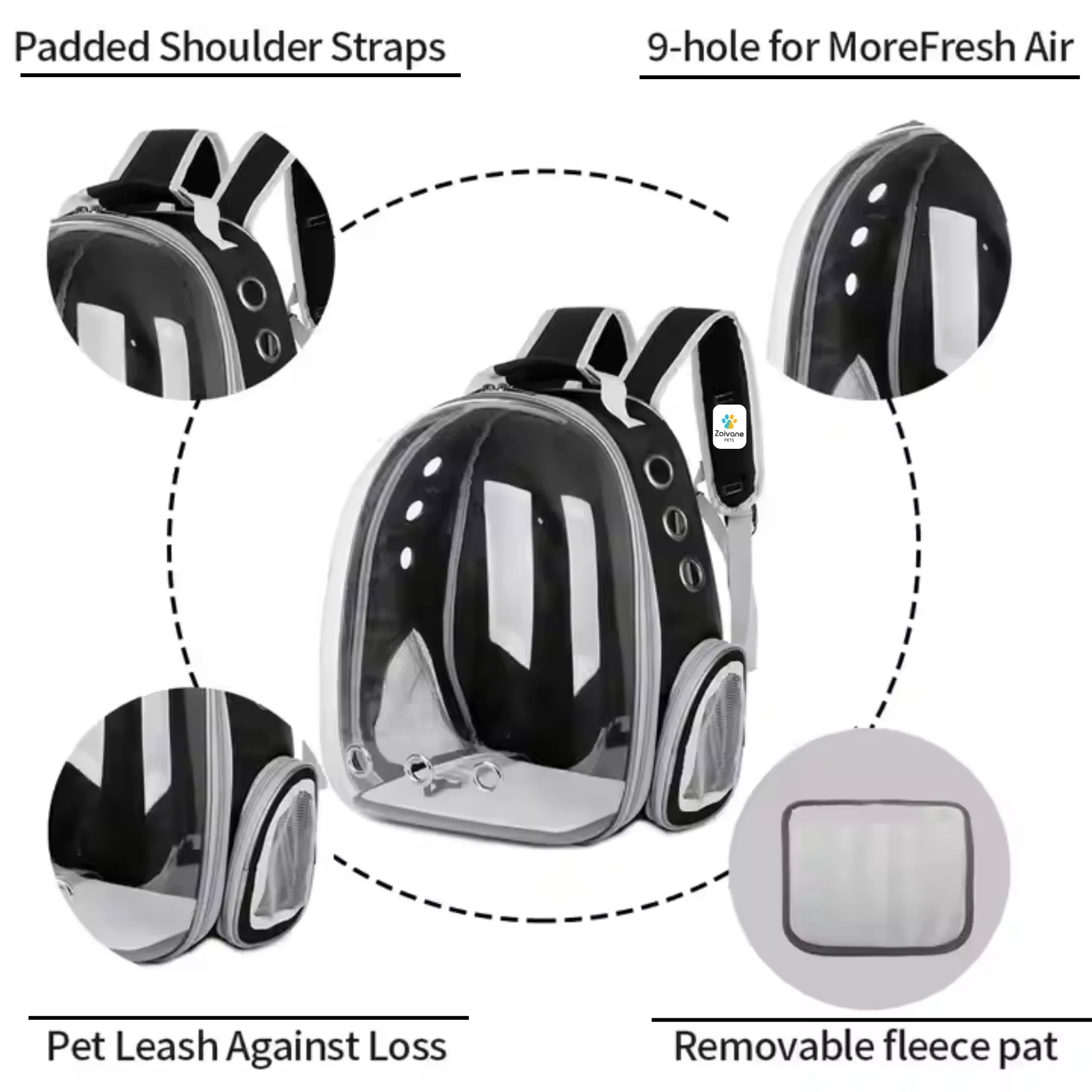 Zoivane Carrier Bag pack for Cats (Black) - Image 11