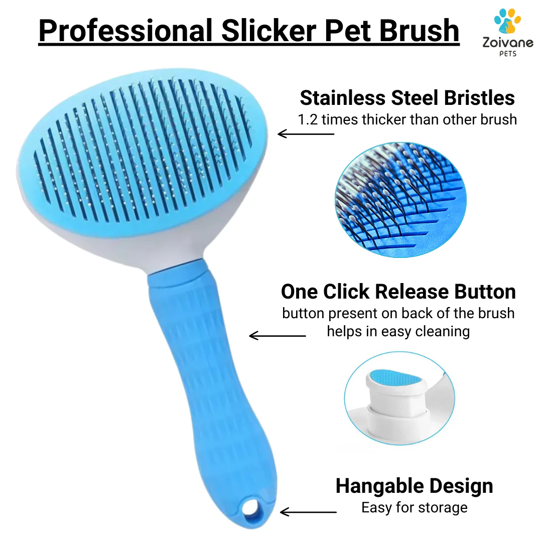 Zoivane Self Cleaning Slicker Comb for Dogs and Cats (Blue) - Image 12