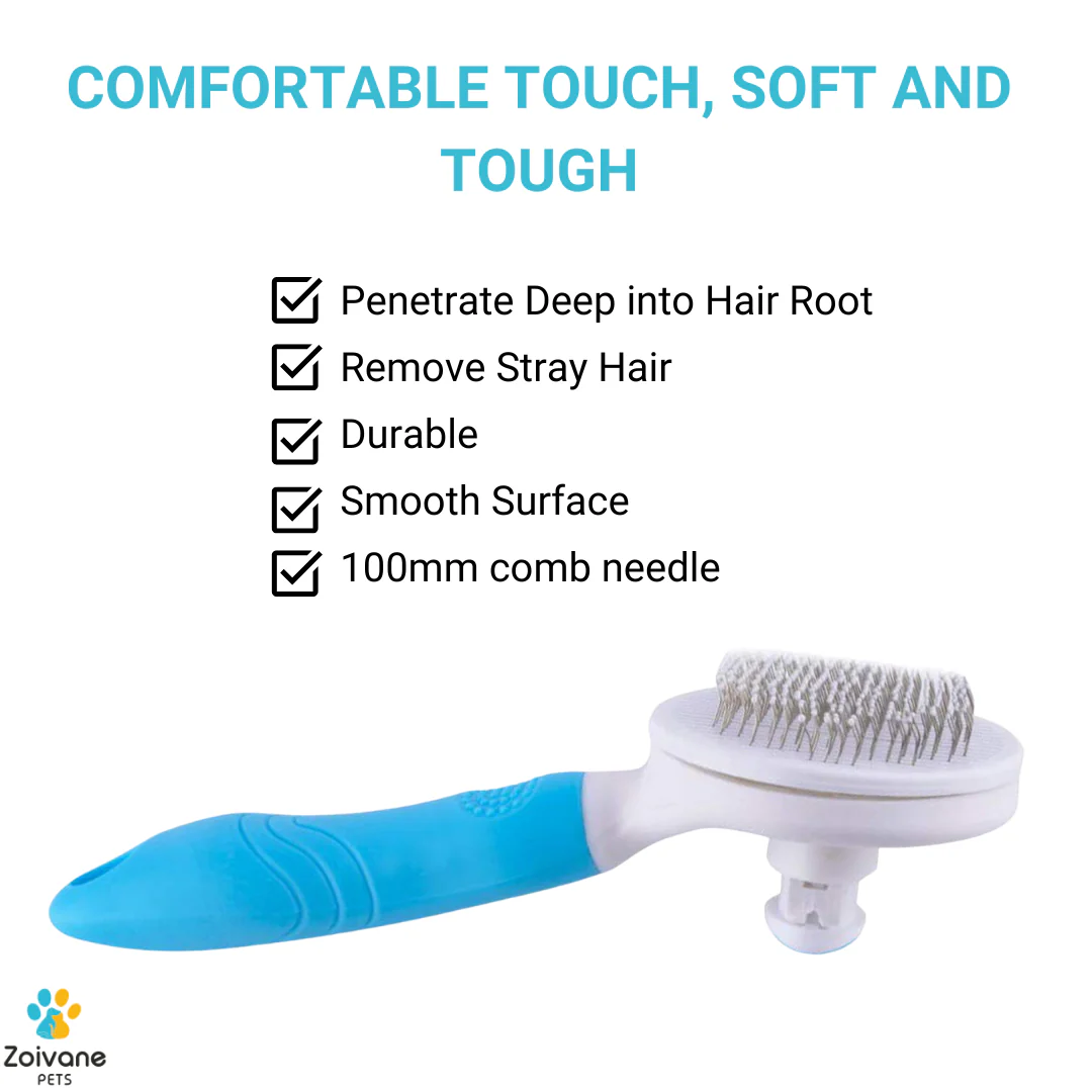 Zoivane Self Cleaning Slicker Comb for Dogs and Cats (Blue) - Image 5