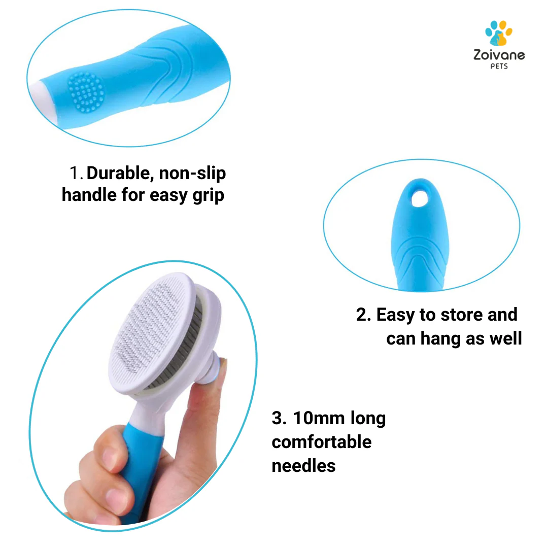 Zoivane Self Cleaning Slicker Comb for Dogs and Cats (Blue) - Image 6